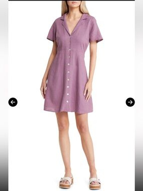 Madewell Kacie Mini Shirt Dress, Button-Front, Linen Blend, Like New!